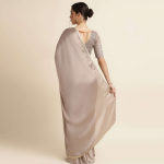 Brown Sequinned Pure Chiffon Saree